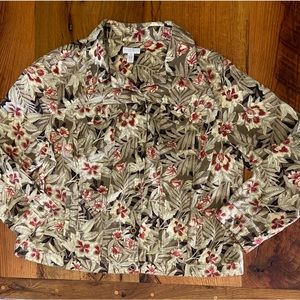 Charter Club Woman Lightweight Stretch Cotton Jacket, Pretty Floral Print, Sz 2X